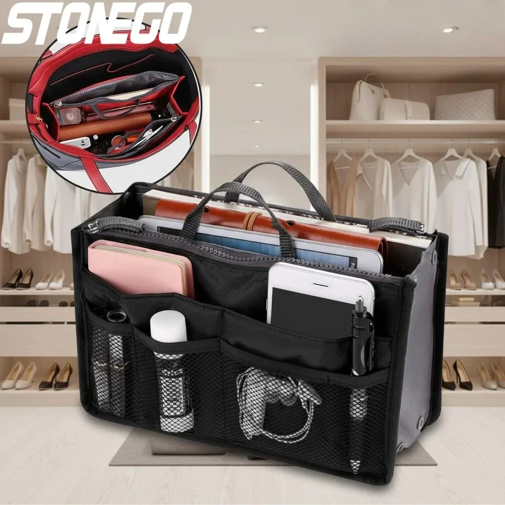 

Multifunctional Bi Fold Storage Bag Double Zipper Large Capacity Travel Tote Bag for Makeup Toiletries