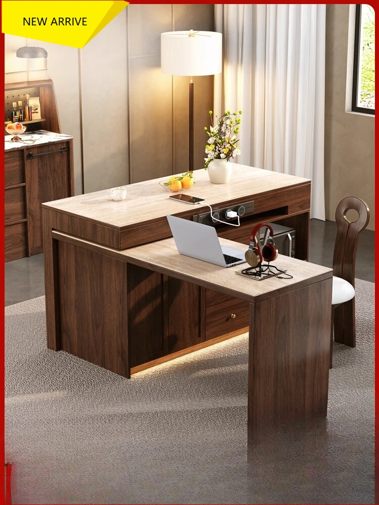 M138    Qiuyu solid wood island dining table integrated medieval kitchen Zhongdao small apartment rotating bar customization