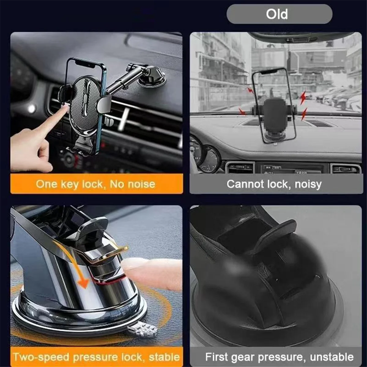 A03R Universal Sucker Car Phone Holder 360° Windshield Car Dashboard Mobile Cell Support Bracket for 4.0-7 Inch Smartphones