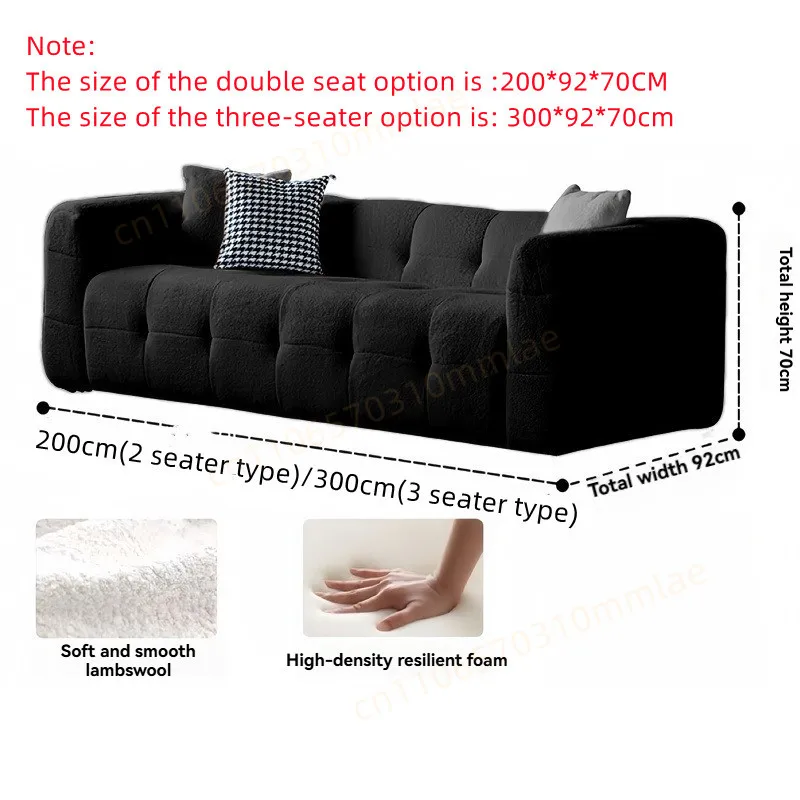DIGGERA Sofá de compressão de pelúcia, sofás desossados para sala de estar, moderno, estofado, 3 lugares, assento profundo, para apartamento