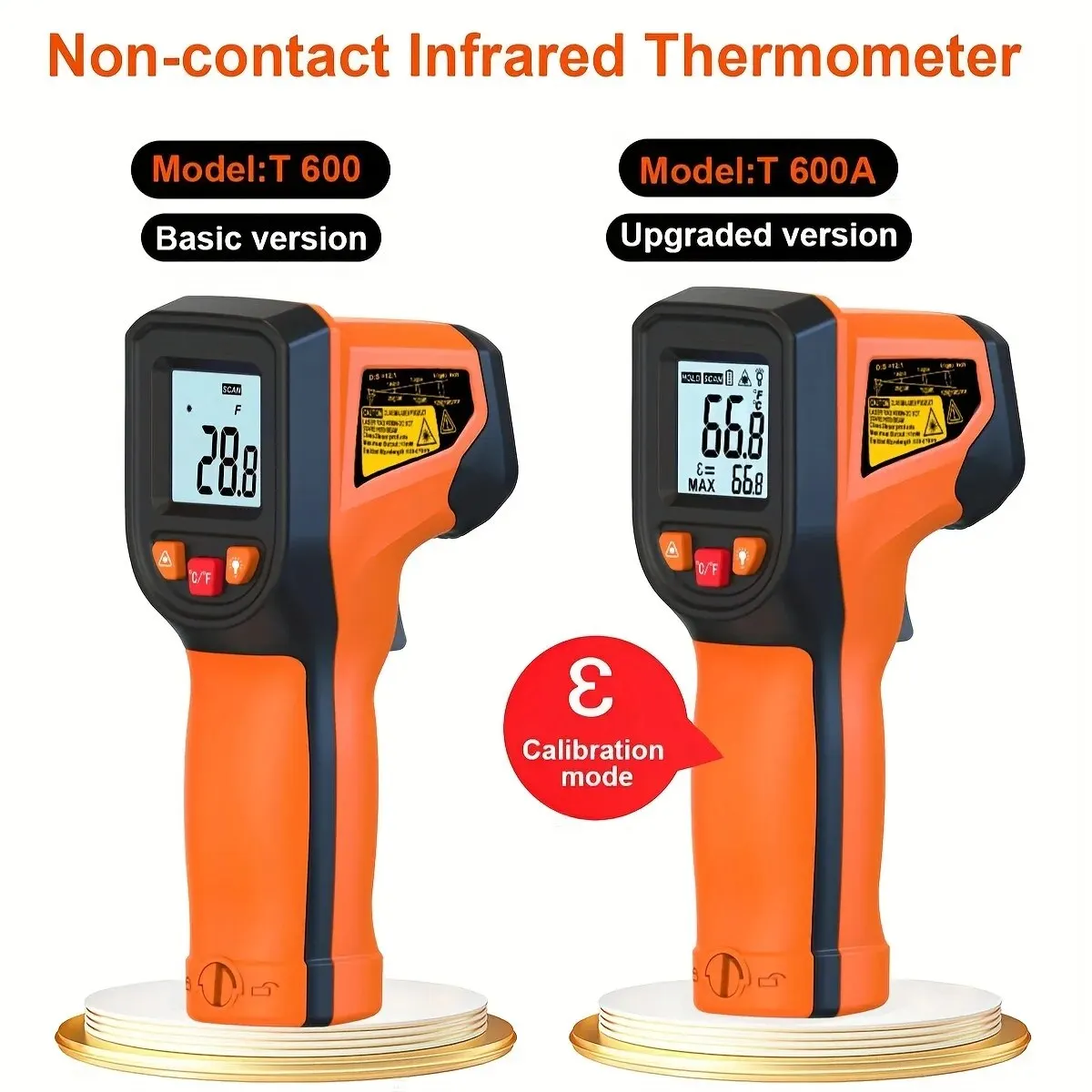 NJTY Infrared Thermometer Handheld Temperature Gun Non-Contact Laser Heat Tester -50-600°C for Industrial Home Automobile Use