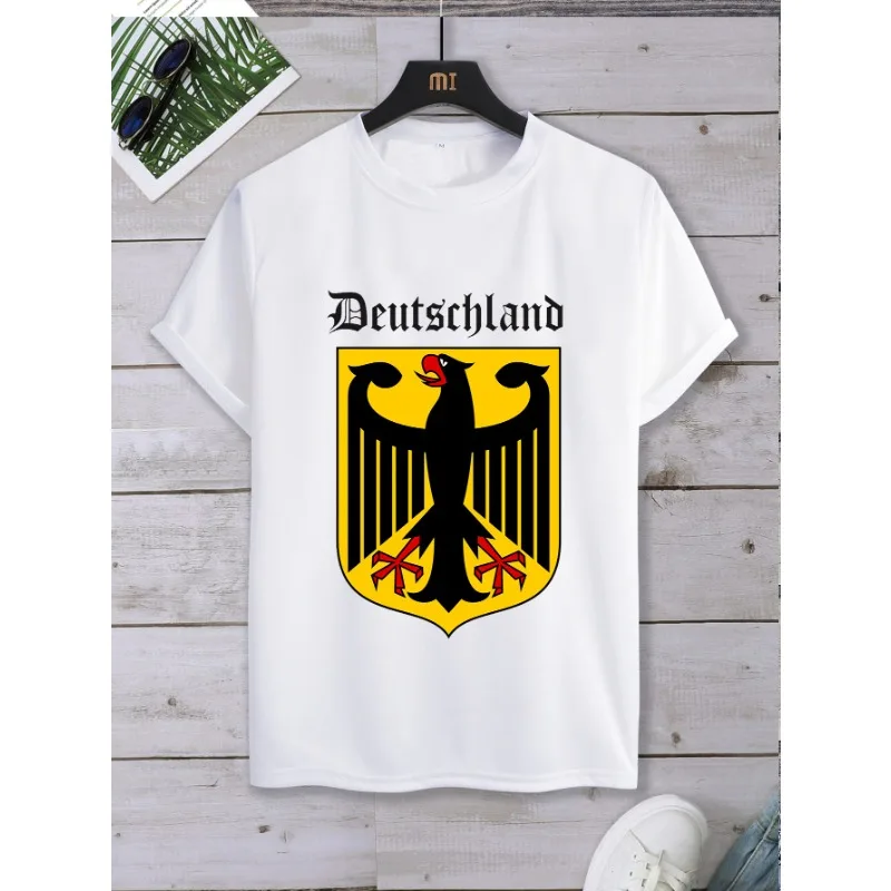 New Arriva Casual Classic Deutschland Logo Premium Printed T-shirt Top O-neck Short-sleev Loose Streetwear  Harajuku Trending