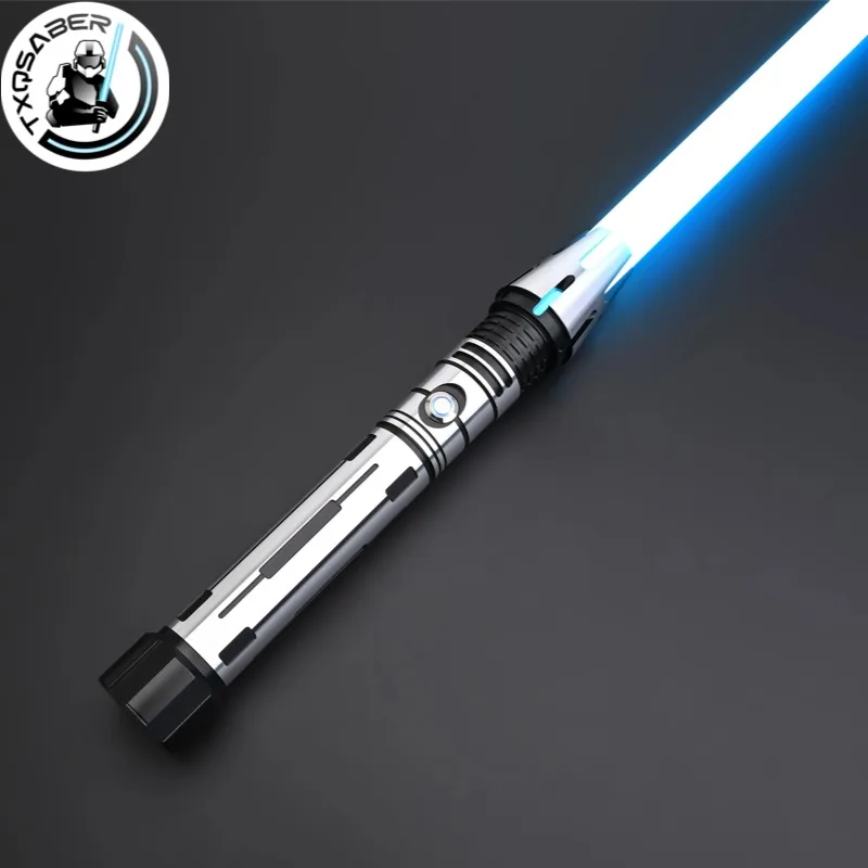 TXQSABER Heavy Metal Smooth Swing RGB Lightsaber Flash on Clash 1inch Blade 12 Color 16 SetS Sound Volume Adjustment Sword