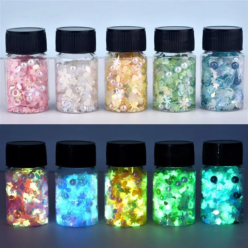 1Bottle Luminous Sequins Epoxy Resin Filling Soft Clay Pearl Glitter DIY Resin Silicone Mold Nail Art Craft Jewelry Making Decor