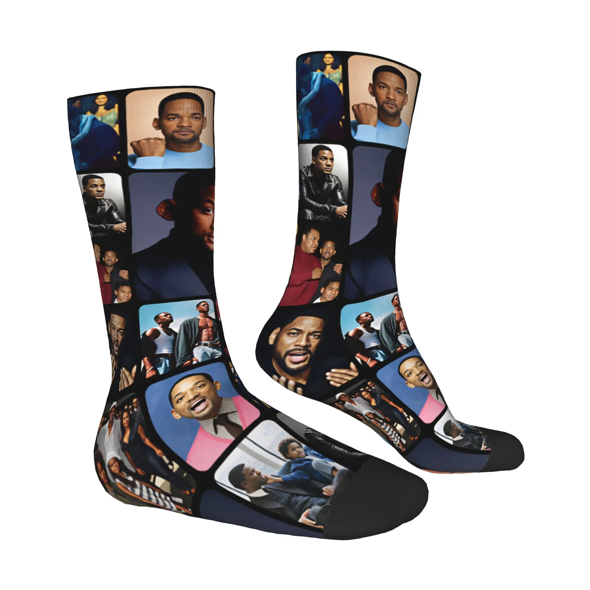 Rapper W-Wills S-Smiths Men Women Crew Socks Unisex Novelty 3D Print  Dress Socks