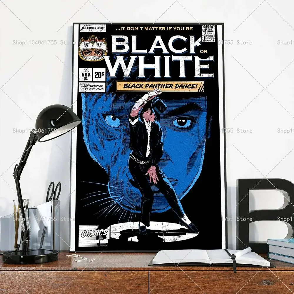 Poster mit beliebtem Sänger M-Michael Dancer J-Jackson Classics, selbstklebender, wasserfester Kunstpapier-Aufkleber für die Wanddekoration im Zimmer – Detail 9