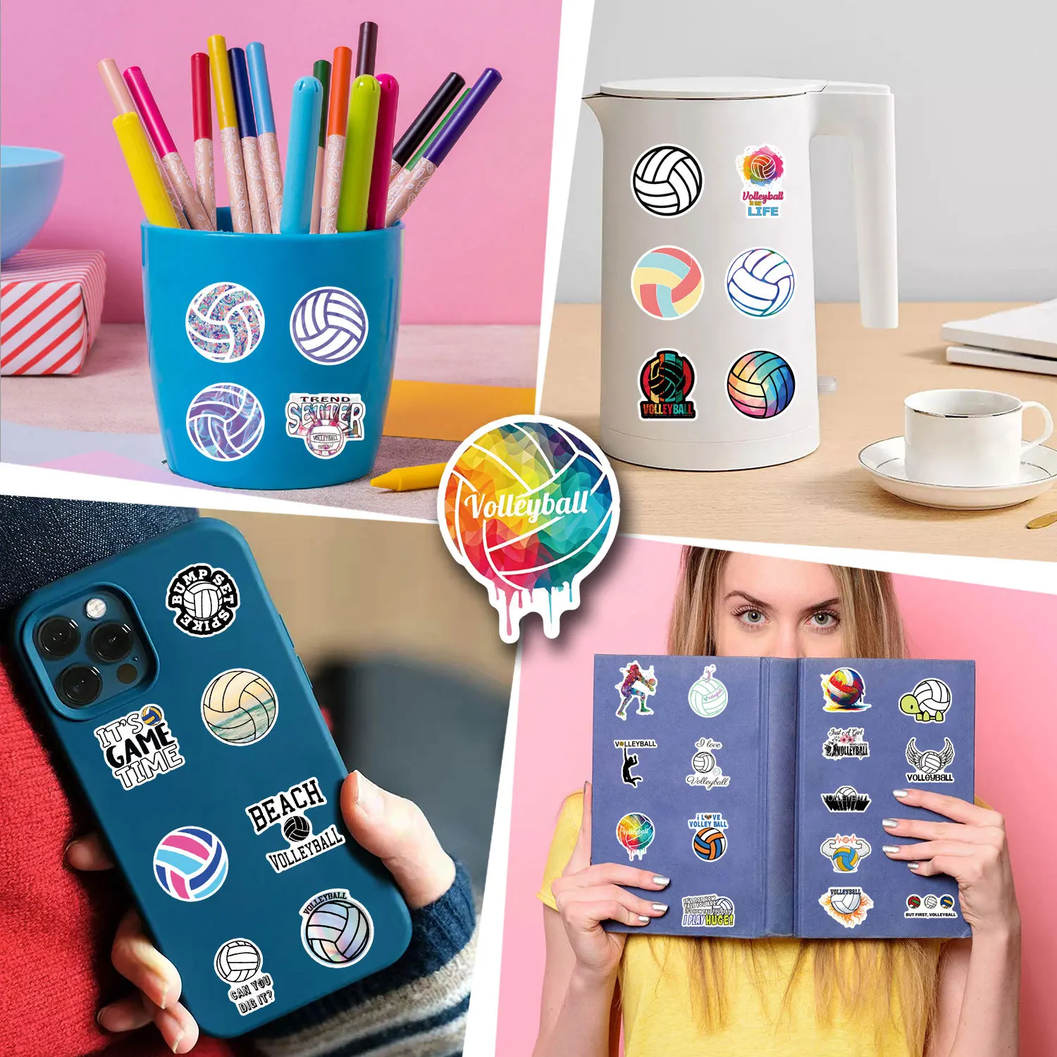 10/55/110 قطعة الكرة الطائرة الكرتون ملصقات الكرة الرياضية الكتابة على الجدران ملصق الأمتعة المحمول الهاتف الغيتار سيارة الدراجة الشارات الاطفال اللعب #5