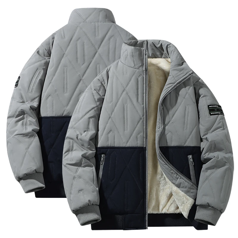 

Men's Warm Parker Coat Autumn Winter Outdoor Sports Thick Anti Cold Cotton Jacket Stand up Collar Checkered Cotton Coat