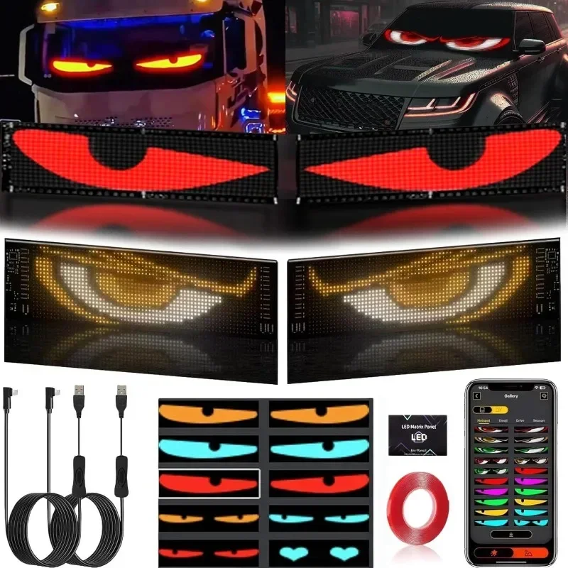 

2Set 23.42 *4.72 in Devil Eyes Light for Cars Programmable Flex LED Display Eyes for Car Car Dynamic Led Eyes Animated for Car