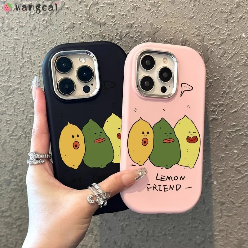 For Vivo V40 Pro V25 Pro Y7s iQOO Z9 Turbo Z7 Z7X Z9X Neo 3 Phone Case lemon Cartoon Matte Frosted Simple Soft Silicone Cover