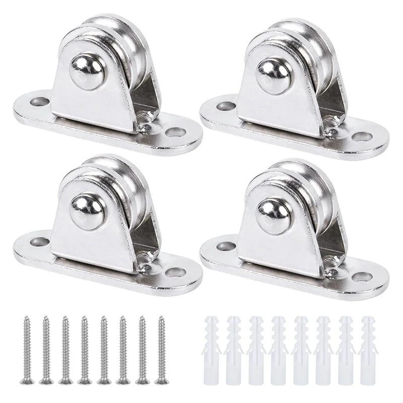 Pulley Block 1Inch Stainless Steel Mini Duplex Pulley Set Roller Frictionless Silent Wheel Heavy Duty Fixed Pulley Kit - 1 Set