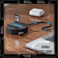 ORICO 4 Ports Round USB 3.0 HUB USB C Splitter  For Hard Drives With Type C Charge Power SD TF Ports Custom For PC Macbook Gifts
