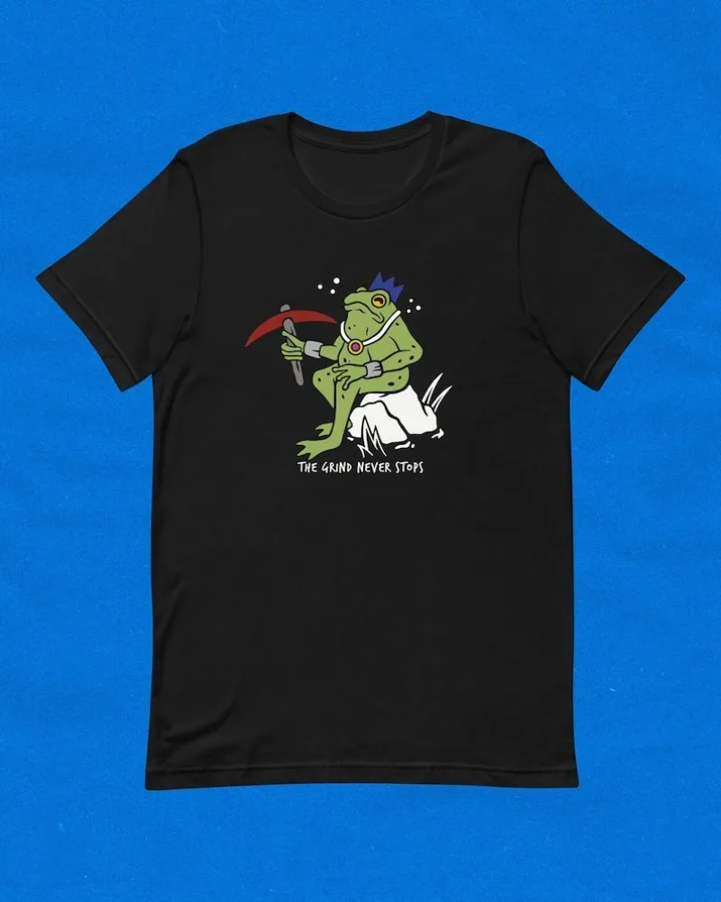 

00012964#A-OSRS Frog Grind Never Stops Shirt | Unisex T-Shirt | RuneScape T-Shirt | Gaming T-Shirt | Gift For Him | Gift For Her