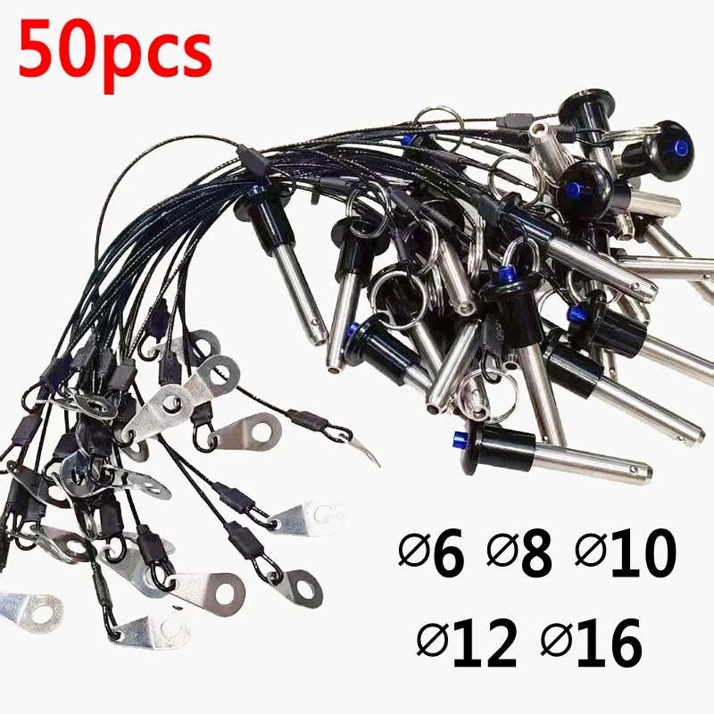 50pcs ∅6 ∅8 ∅10 ∅12 ∅16 10mm-70mm D6-D16 Stainless Steel Button Handle Stepped Ball Lock Quick Release Pin Speaker Accessories
