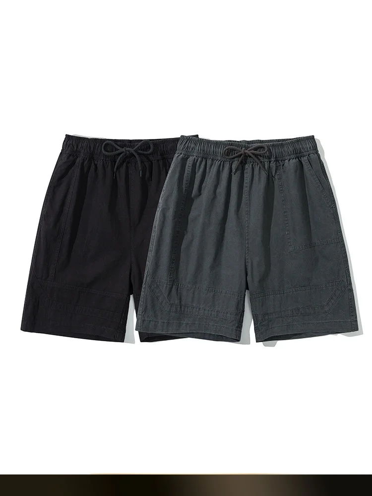 

Мужские летние повседневные шорты из хлопка с эластичной резинкой, свободного кроя, длиной до колена, прямые, для отдыха, молодежные, в стиле ретро