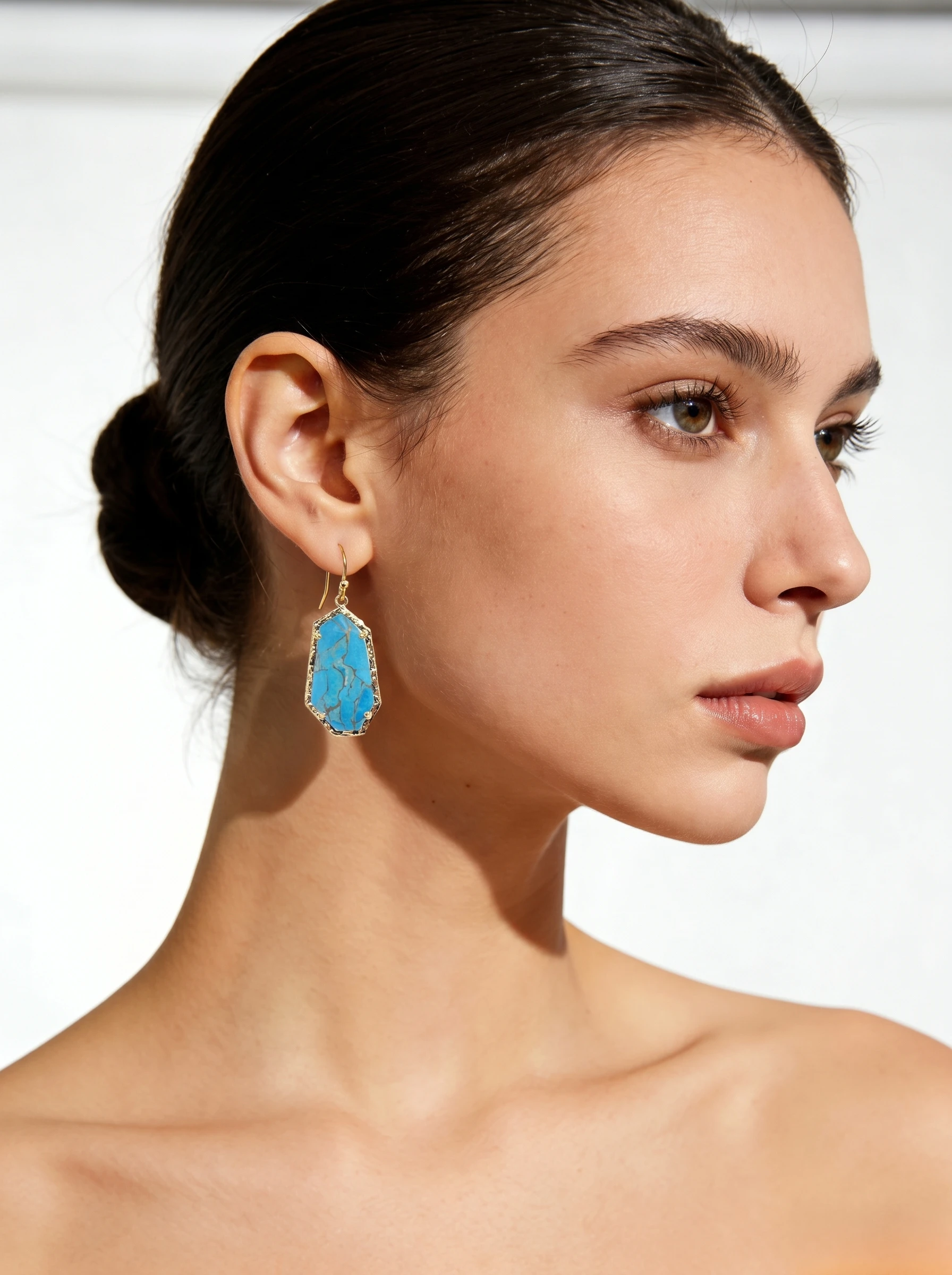 

SHINYGEM Imperial Jasper Turquoise Various Materials Irregular Shape Gold Plated Hook Women'S Fashionable Jewelry Gifts