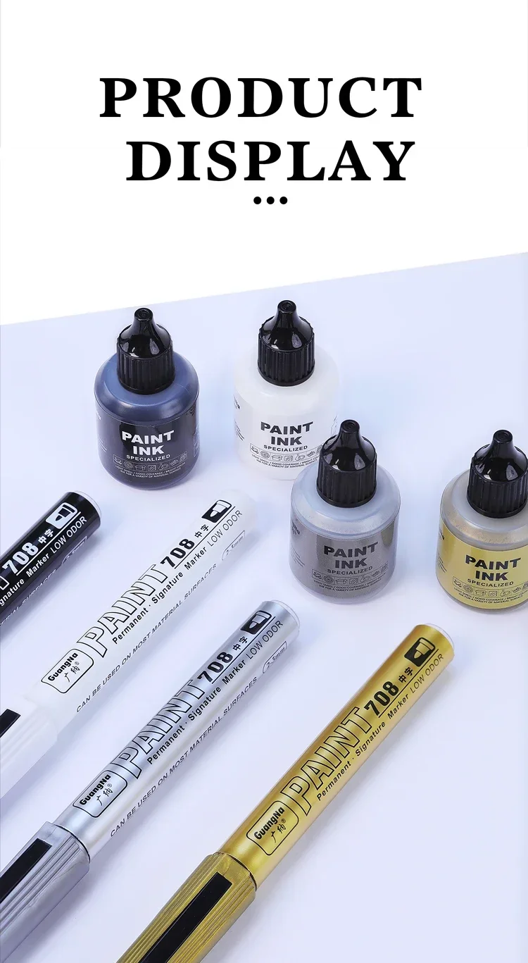 GuangNa Permanent Metallic Farbmarker-Set mit Tintenstiften für DIY-Harzformen, Reifen, Metall, Öl, Gold, Silber, Weiß, Schwarz – Detail 19