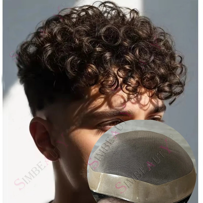 

Европейские коричневые блондинки человеческие волосы афро мужские 15 мм 18 мм странные вьющиеся мужские волосы замена капиллярный протез # 2-х мужских париков-париков