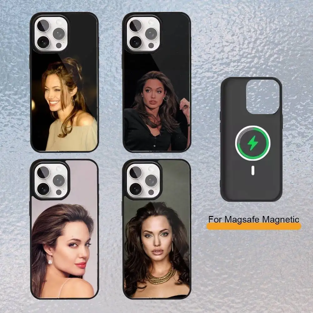 Custodia per telefono A-Actress A-Angelina J-Jolie per iPhone 17,16,15,14,13,12,11 Plus,Pro Max Cover di ricarica wireless magnetica