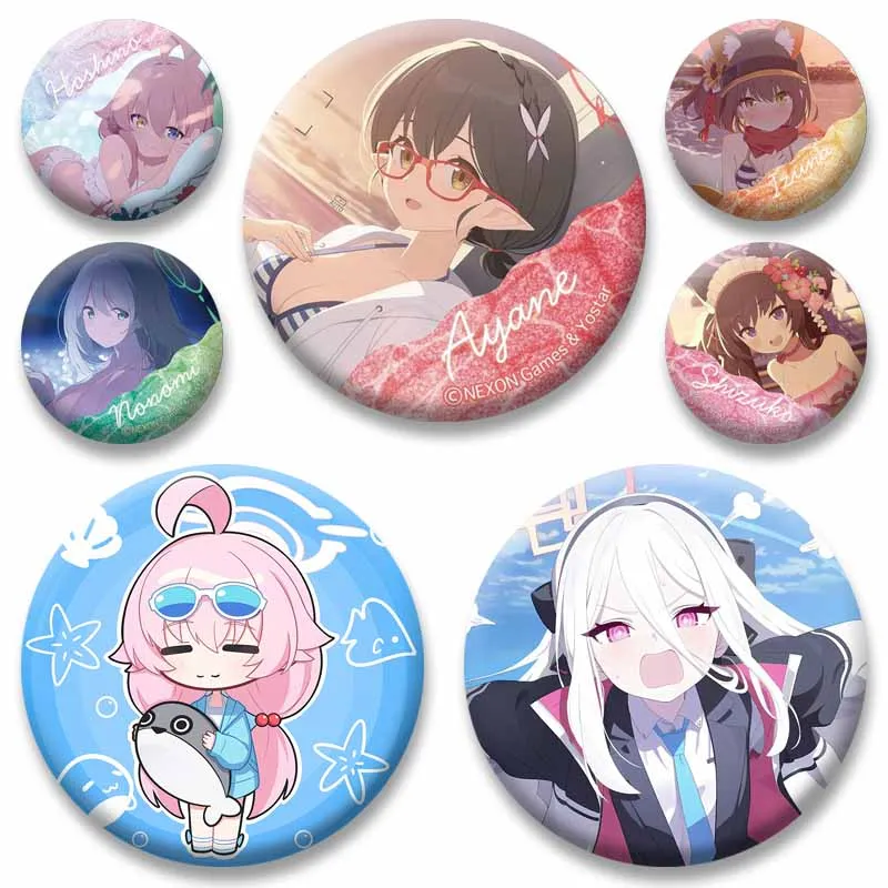 Blue Archive Anime Game Figure Jewelry Badge Fashion Cartoon Role Playing Pins Cute Coin Brooch for Clothing Bag Hat Accessories
