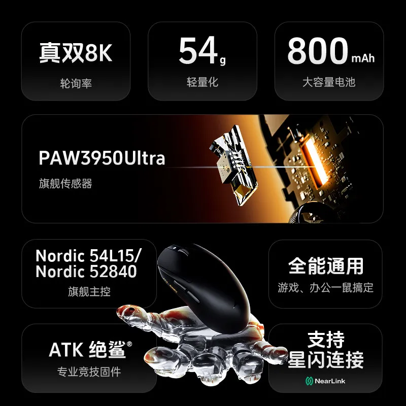 ATK Dragonfly A9 Wireless Bluetooth Mouse E-sports Game Ergonomic Computer Office the third mock examination Star Flash Mouse