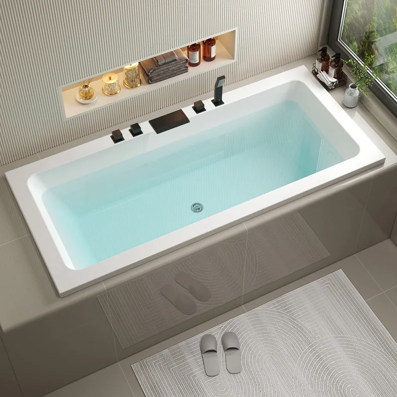 Masonry No Skirt, Embedded Bath Acrylic Smart Thermostatic Heating Surf Massage Couple Double Premium