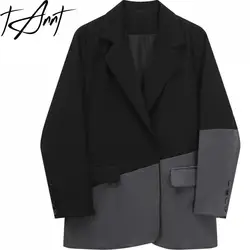 Tannt Women Blazer Color Matching Black Women Blazers And Jackets Irregular Vintage Fashion Oversize Winter Jacket 2023 New