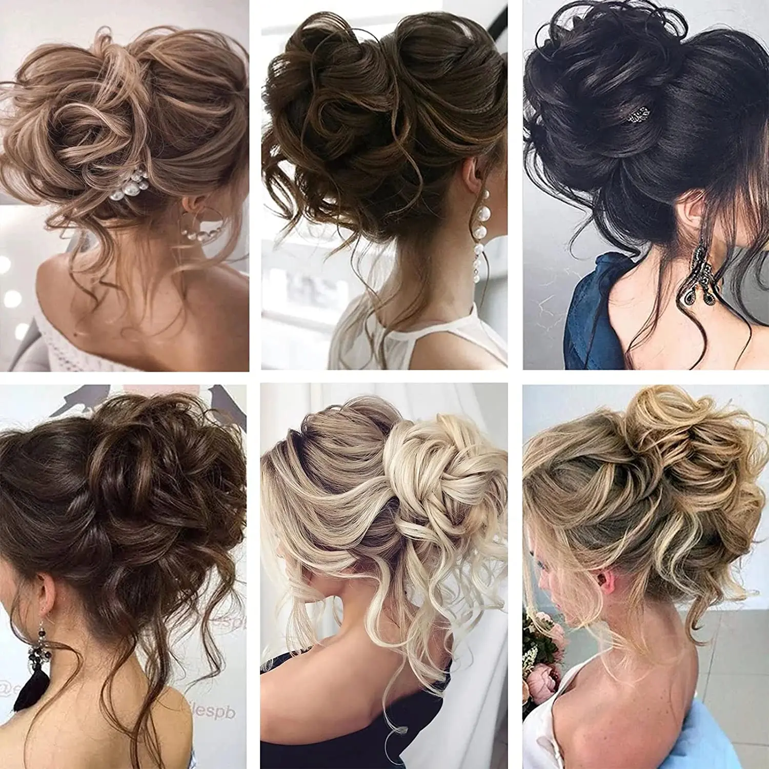 Moño de pelo ondulado rizado desordenado, Clip de garra en Tousled Updo, extensiones de cabello rizado, moño de pelo sintético, Scrunchie, pieza de cabello