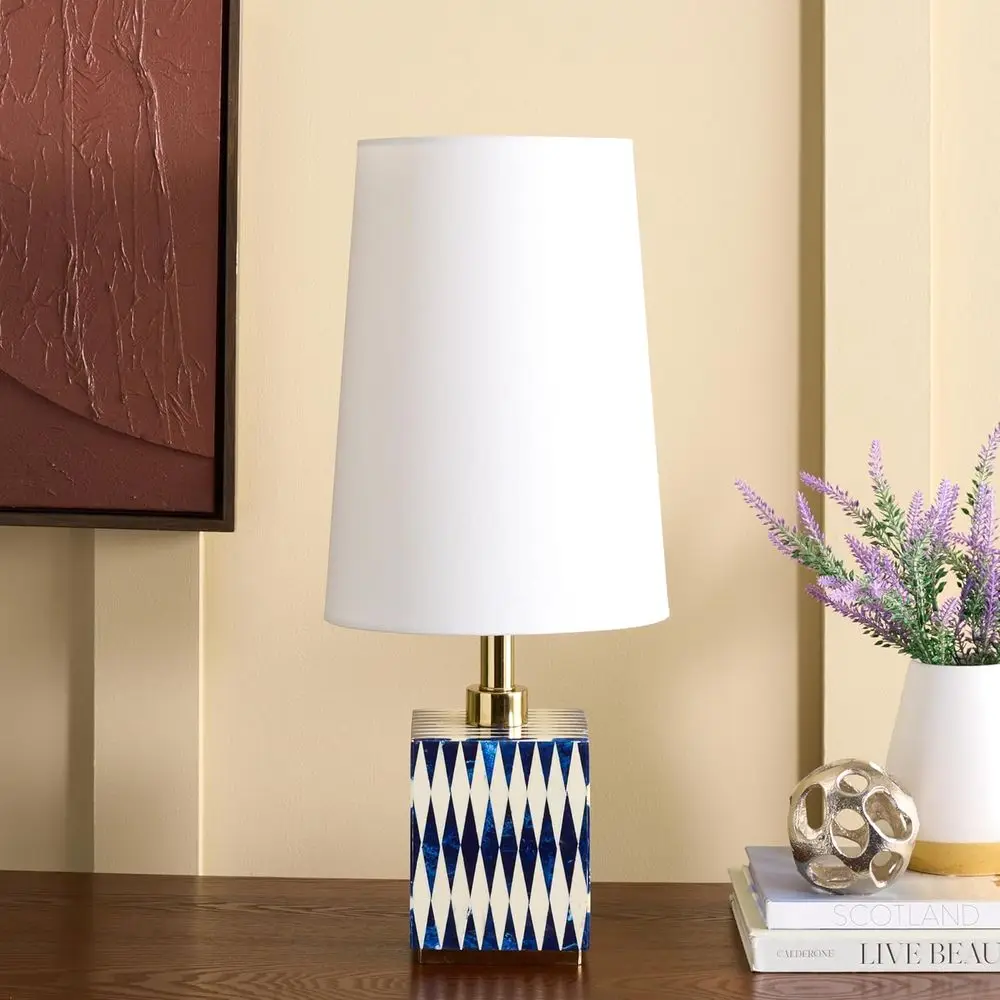 24 Blue & White Resin Accent Table Lamp with Fabric Shade, E26 Bulb Compatible view 5