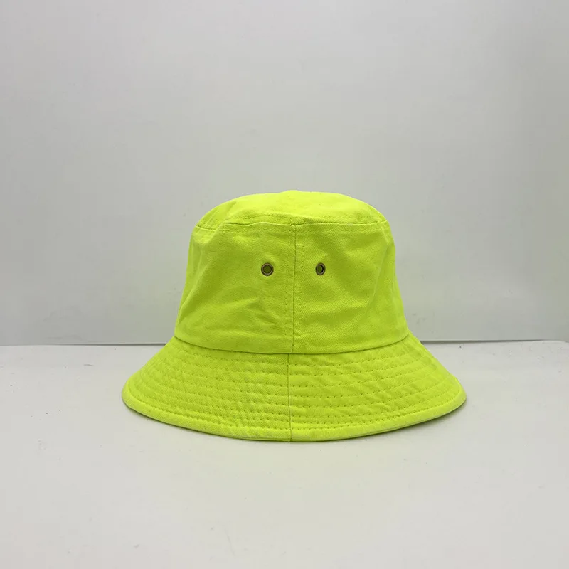 Fluorescent Green Bucket Hat Four Seasons Candy Color Personalized Street Dance Fashion Style Women\'s and Men\'s Fisherman Hat