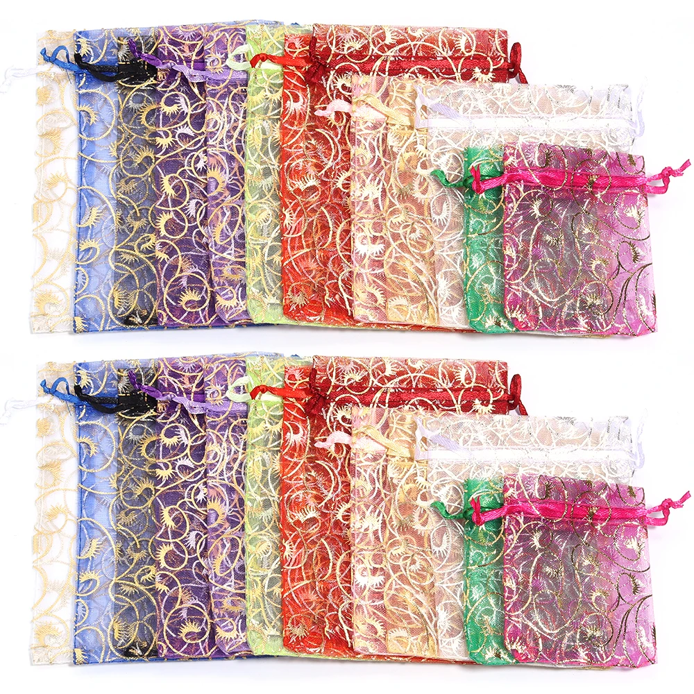 

10pcs/lot Drawable Organza Gift Bag Multicolor Jewelry Storage Drawstring Bags Candy Pocket For Candy Jewelry Packaging Display