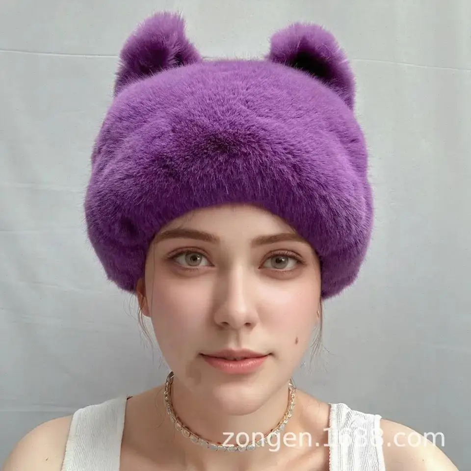 New Fluffy Fur Hats Bucket Beanies Hat Women Skullies Caps Plush Fisherman Hat Warm Women's Winter Hats Spliced Festival