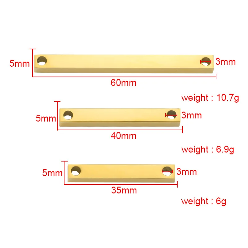 Stainless Steel Rectangle Plate Pendant Blank For Engrave 2 Hole Metal Rectangle Plate Charm Mirror Polished Wholesale 10pcs