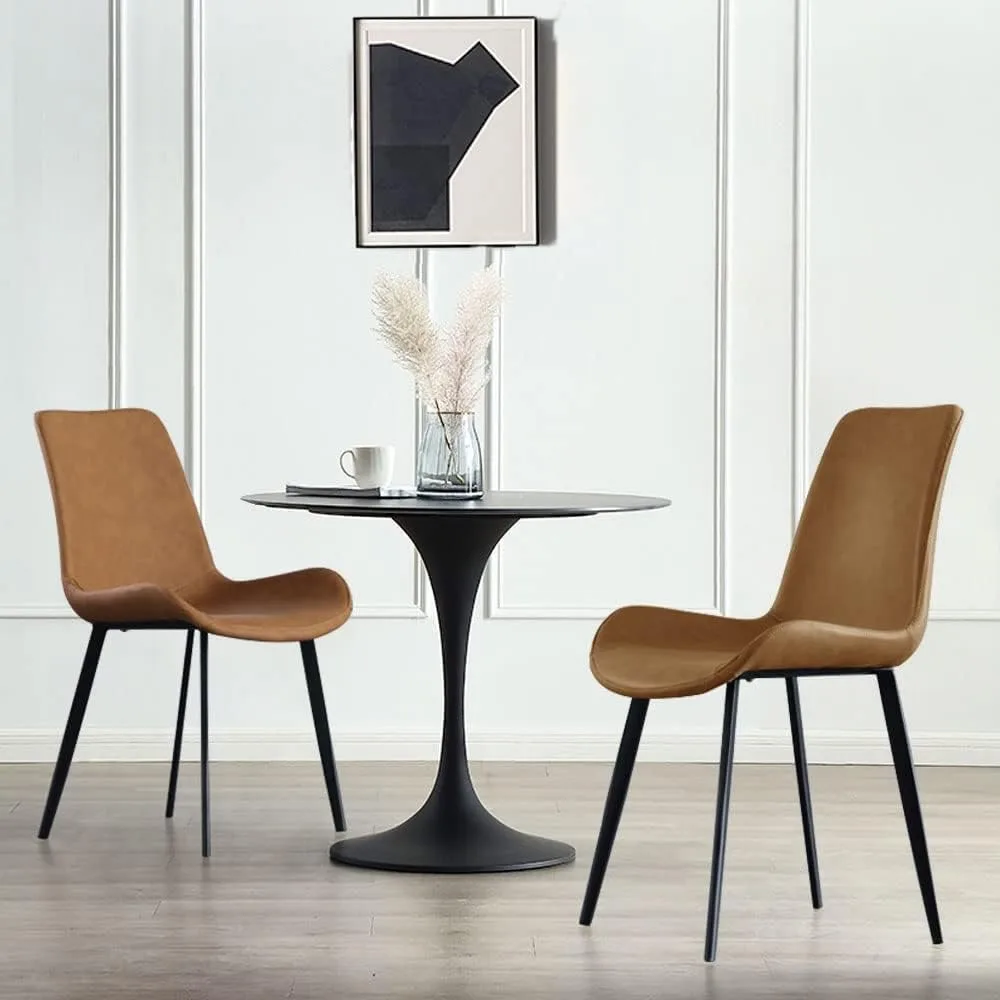 Dining Chairs Set of 2, Modern Kitchen & Dining Room Chairs, Upholstered Dining Accent Chairs in Faux Leather Cushion