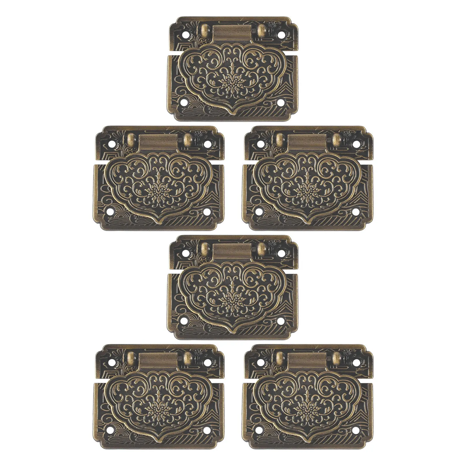 

6Pcs Vintage Decorative Metal Latch Retro Cabinet Catch Jewelry Box Hardware Small Wood Case Hasps for Kitchen Closet