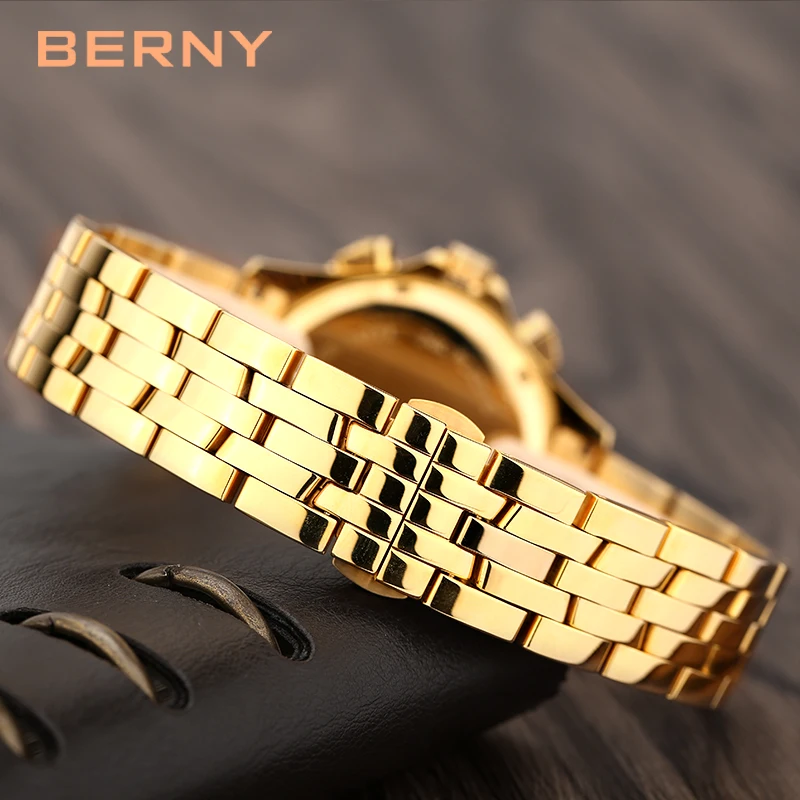 BERNY JAPAN Quartz Men Watches Reloj Hombre Diamond Date Montre Homme Waterproof Birthday Gift Masculino Saat Luxury WristWatch