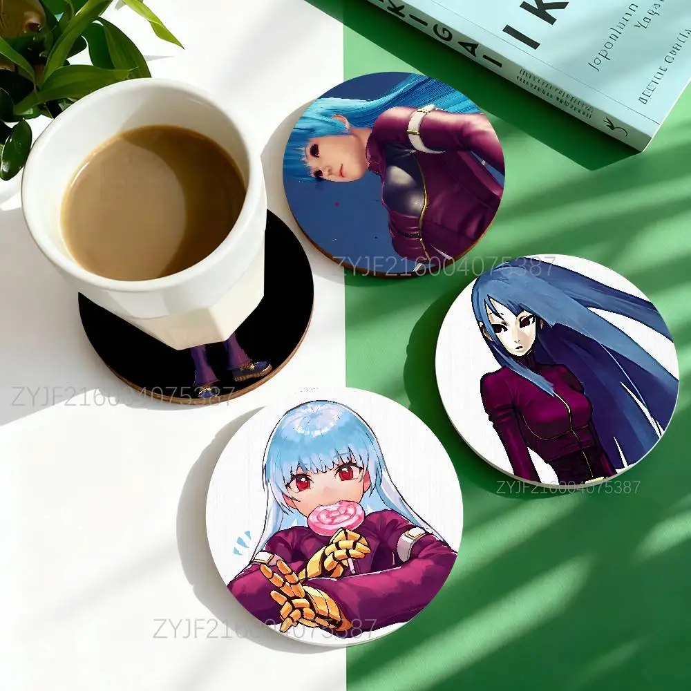 

Kula Daimon KOFDD Pattern Art Coasters Round Wooden Heat Resistant Non-Slip Home Decor Gift Multifunctional