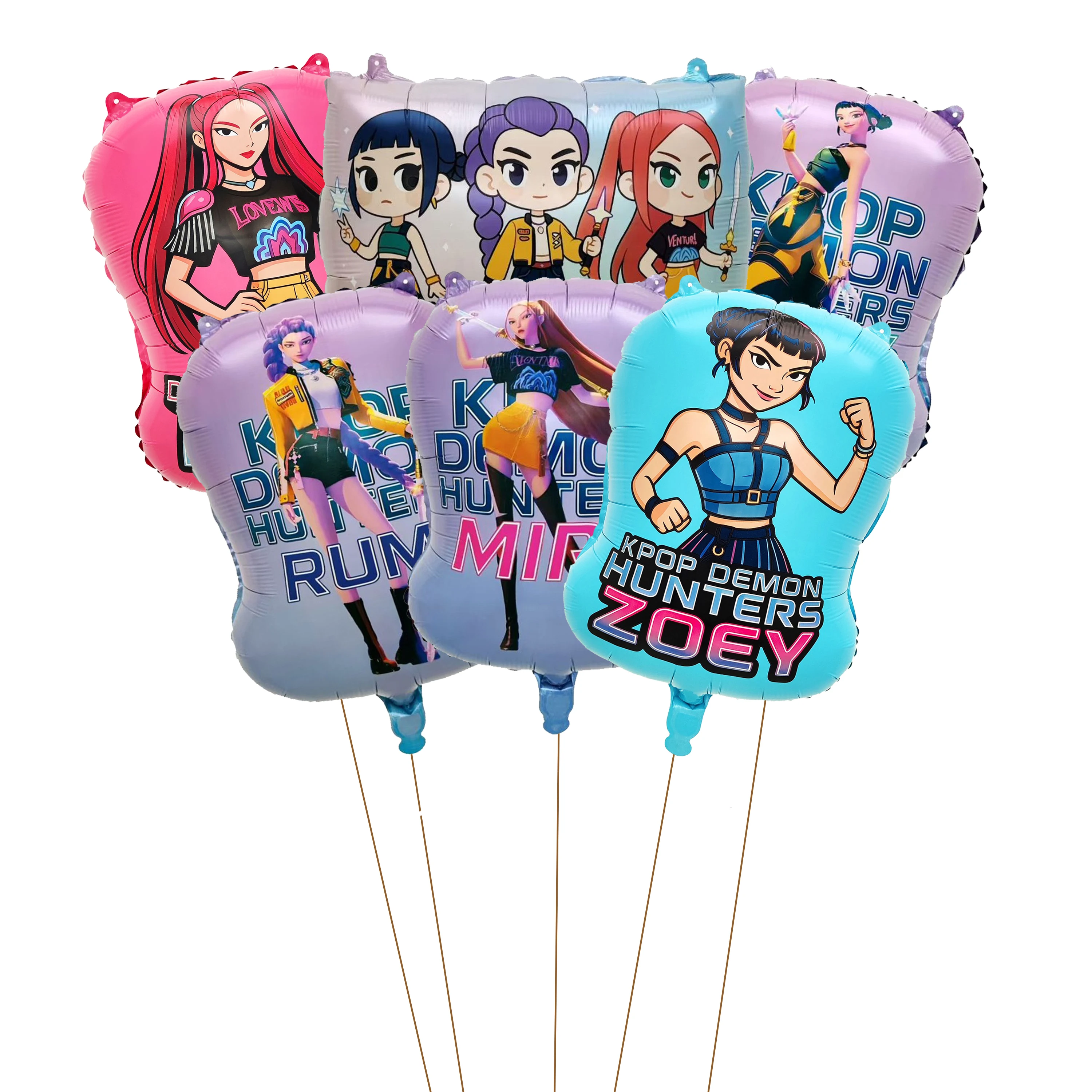 Ballons en aluminium Demon Hunters Kpop Girls Character pour fournitures de fête d'anniversaire, ballons à air ou à hélium pour enfants et baby shower