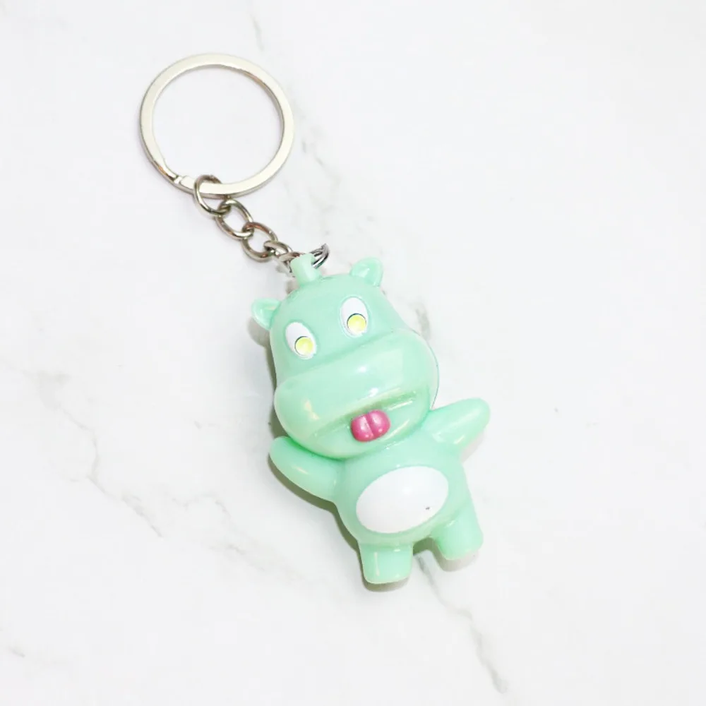 Keychain Mini Moo Deng Key Ring Luminiferous Anti-loss Bouncing Pig Mu Dang Doll Waterproof Plastic Dwarf Hippo Pendant Travel