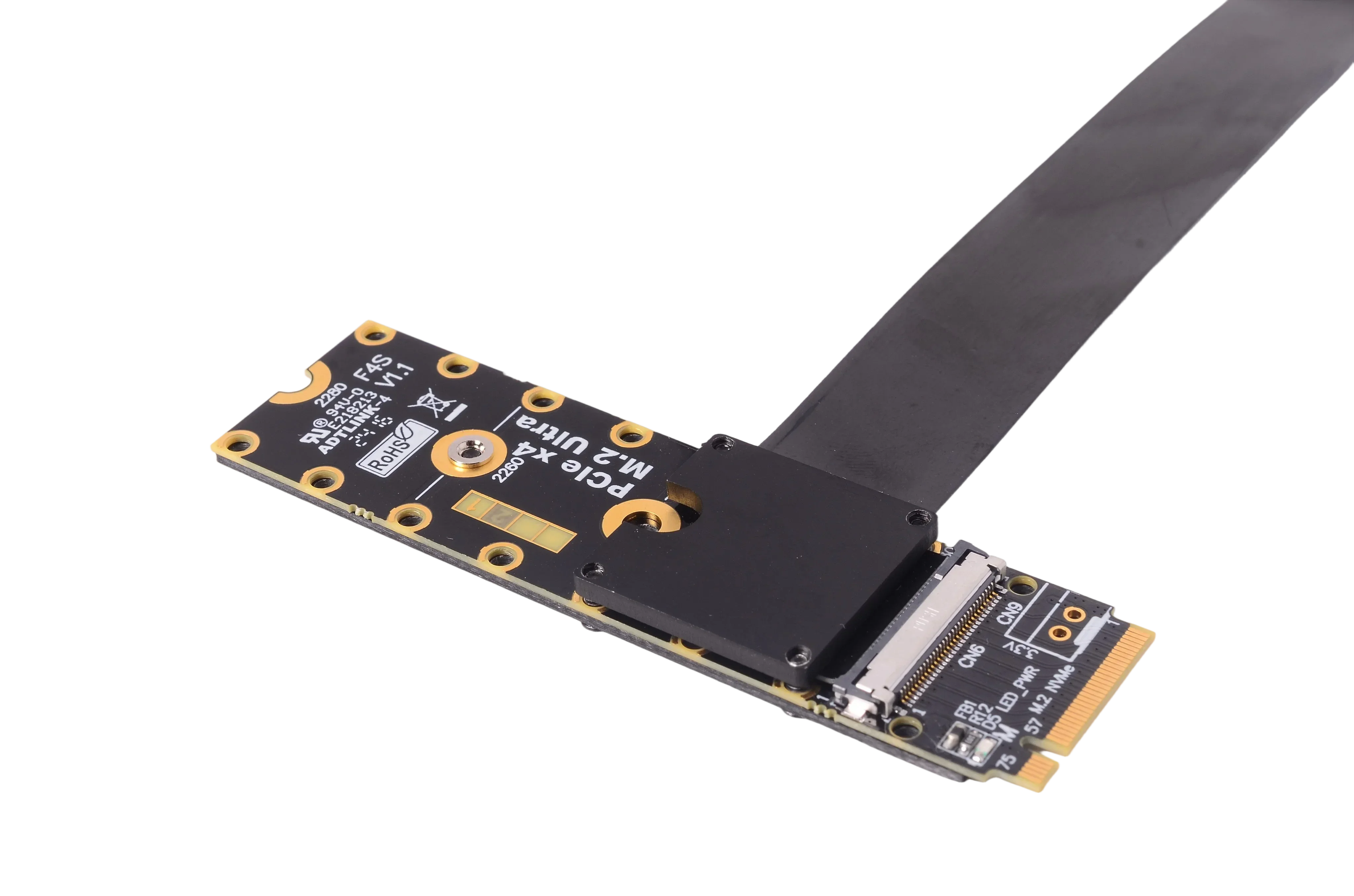 كابل محول FFC PCIe 5.0 M.2 NGFF NVMe إلى PCIE x16 GPU خارجي GEN5 بزاوية 90 لبطاقة الرسومات Nvidia/AMD للكمبيوتر الشخصي