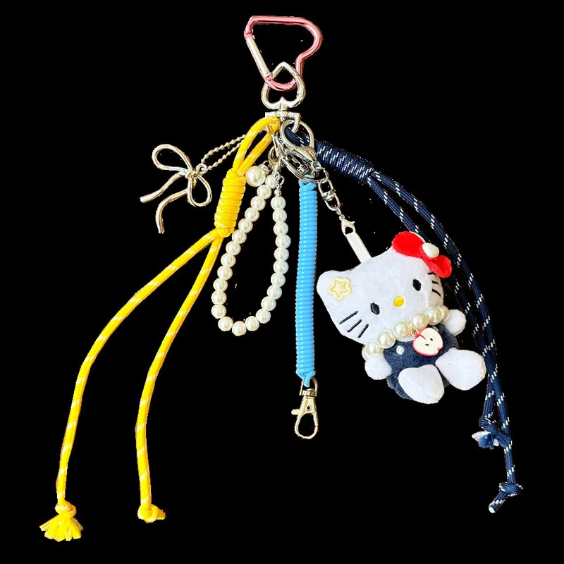 Cartoon Cute Hello Kitty Instagram Windback Charter Keychain Miu Series Bag Kt Pendant Hanging Rope Girl Bag Decoration Gift