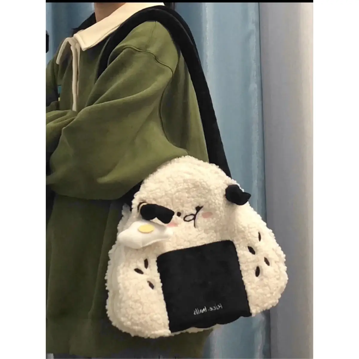 Autumn Winter Japanese Cute Plush Corduroy Fashion Sushi Rice Ball Messenger Bag Women Bag Tote Bag Purses Handbags