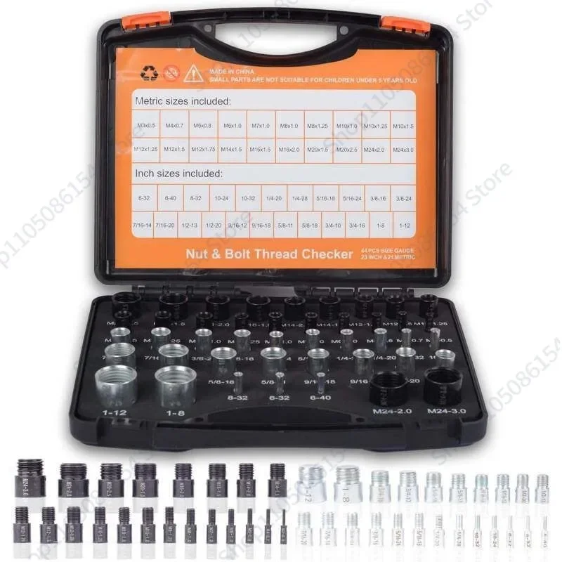Nut and Bolt Thread Checker, Gongzi Gauge, Metric and British 44-piece Set