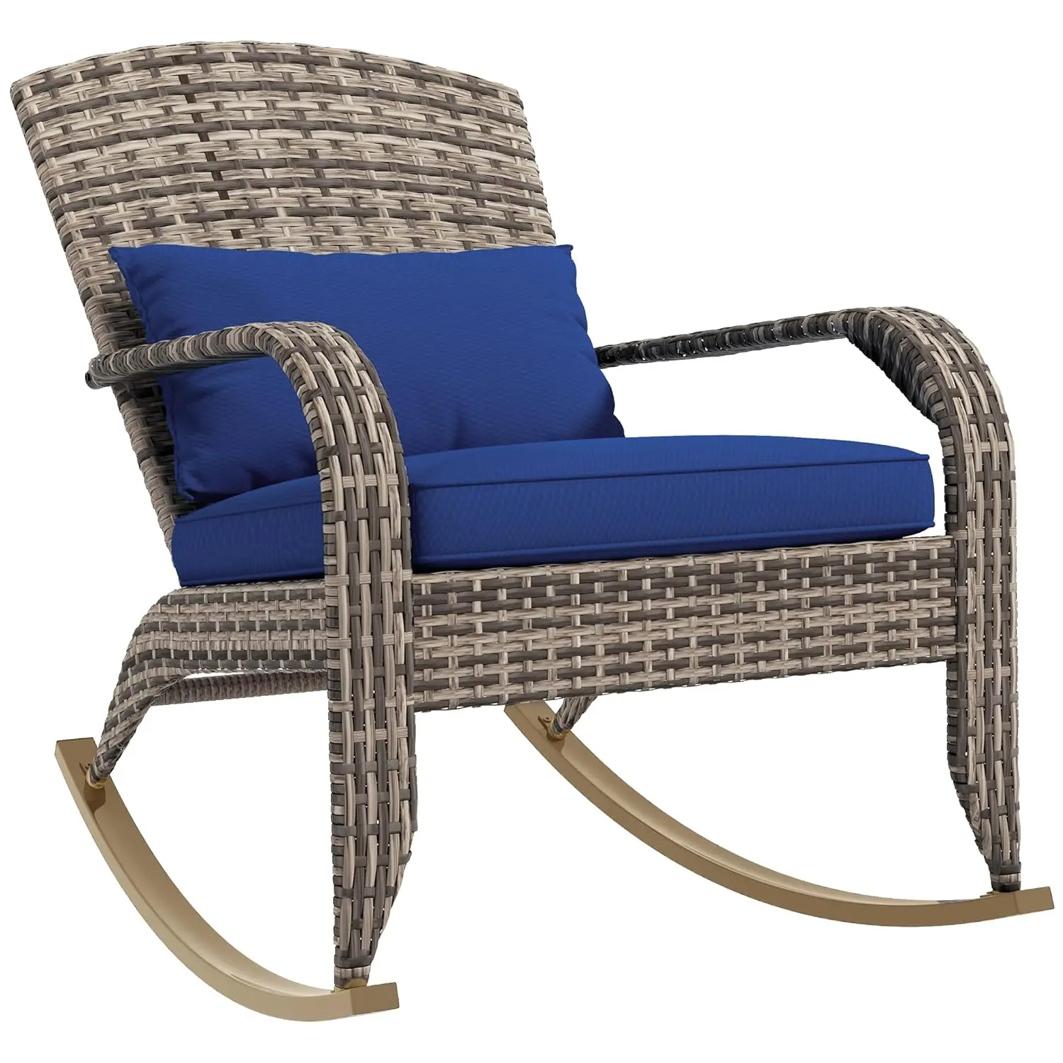 

Rattan Rocking Chair High Back Cushion Pillow Patio Garden Porch Balcony, Customized
