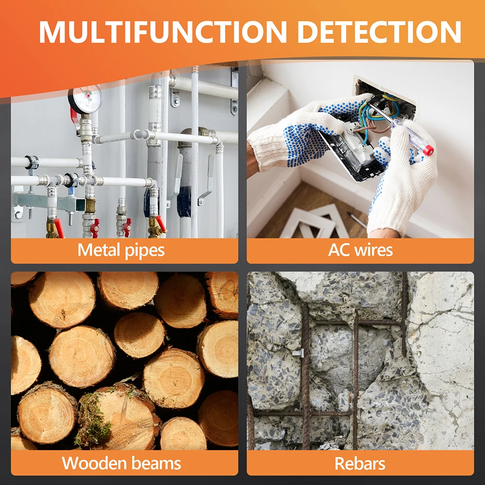 HW-910 Настенный сканер Шпилька Настенный сканер Металлоискатель Провода переменного тока Кабель ПВХ Водопровод Металлический сканер по дереву