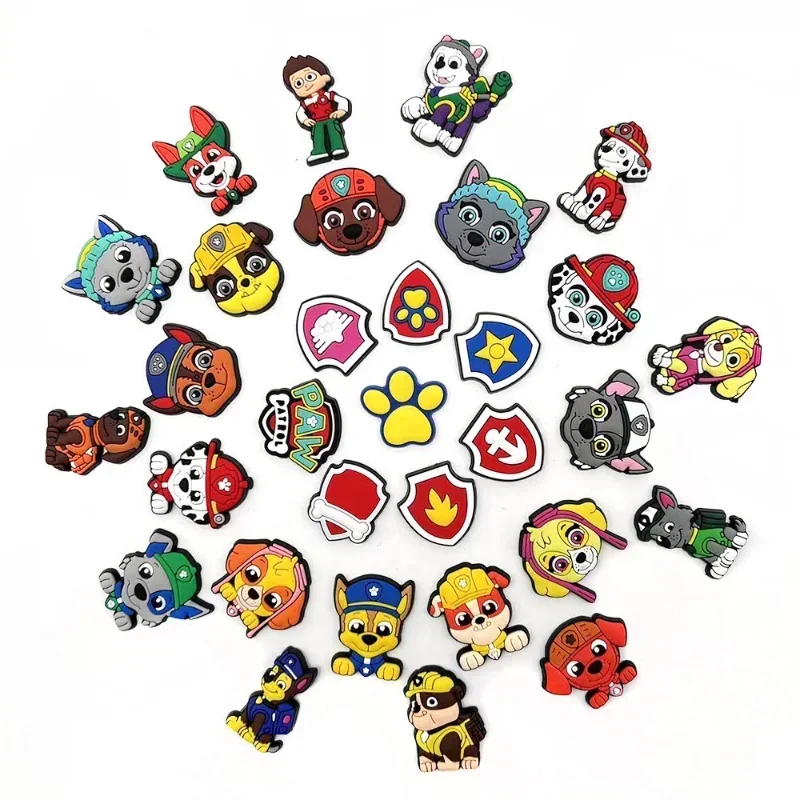 10PCS Paw Patrol Anime Figure Random Chase Skye Sandal Shoe Charms Buckle Clog Shoe Decorations PVC Accessories Kids Girl Gifts