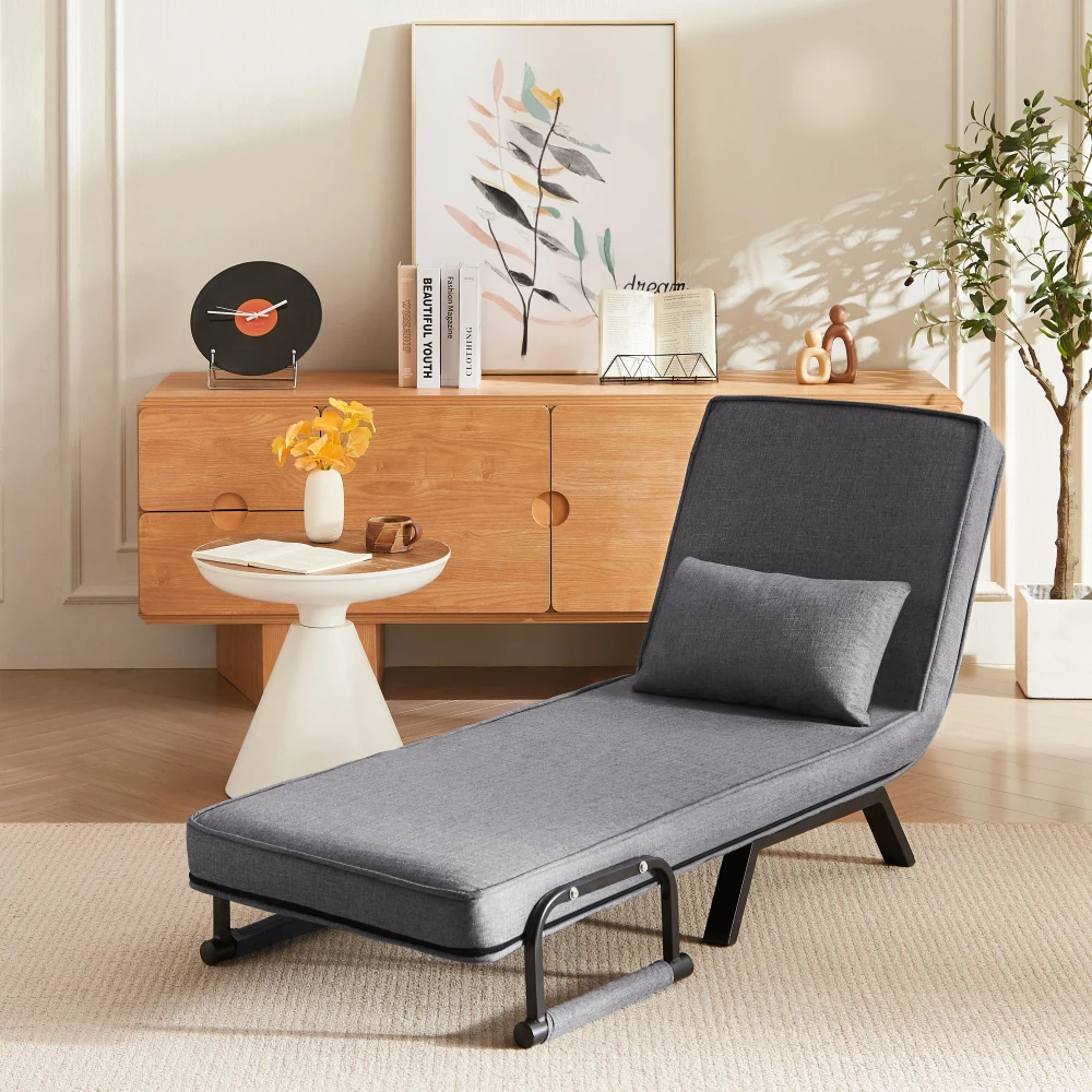 

YQXH 5-in-1 Folding Chair Bed Comfy Convertible Sleeper Sofa with 5-Position Adjustable Backrest And Pillow for Extra Comfort
