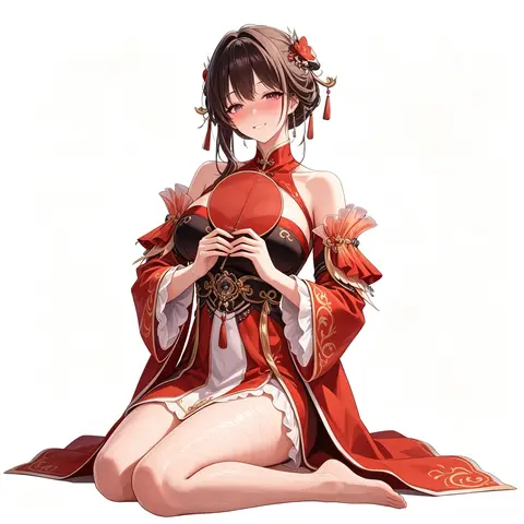 Brown Hair Red Dress Yao Snowbreak Anime Girl Sticker 17cm, Waterproof Vinyl Decal for Car Motorcycle Helmet Laptop