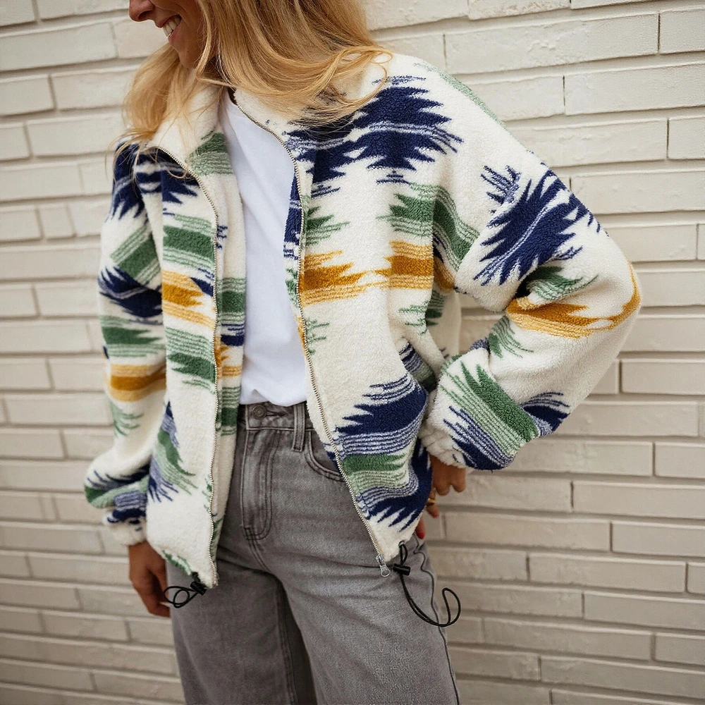 

Autumn Winter Plush Jacket Sweatshirt Printed Soft Fur Outerwear Women's Fashion Global Shipping Trendy New Arrival