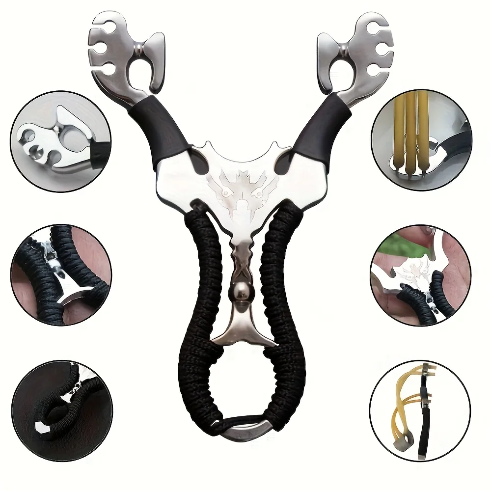 Fionda da caccia in lega di alluminio: design nero e giallo, fionda da esterno durevole per tiro e pesca di precisione